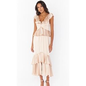 Show me your Mumu Reese Champagne Ruffle Dress- 1X- Bridesmaid dress